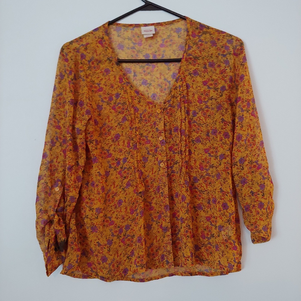 Floral print button up blouse